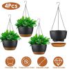 4Pcs 9.64In Diameter Hanging Planter with Drainage Holes Removable Self-Watering Tray Plastic Hanging Flower Plant Pots For Indoor Outdoor Herb Ivy Fe