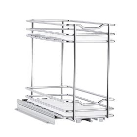Pull Out Spice Rack Organizer for Cabinet, 2 Tier Slide Out Spice Rack Organizer