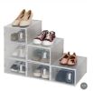 Shoe Storage Boxes 6 Pack Clear Plastic Stackable White