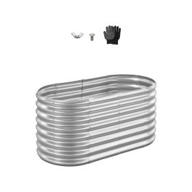 Metal Raised Garden Bed, 4 x 2 x 2 ft Oval Outdoor Galvanized Planter Garden Box, Open Bottom Design, Large Planter Raised Bed for Growing Vegetables