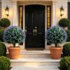 2 Pack Artificial Lavender Boxwood Topiary Ball Trees Greenery Topiaries with Ground Spikes for Home Decor