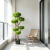 Indoor Outdoor 6-Ball Topiary Tree with Realistic Trunk And Weighted Cement-Filled Base for Garden Decor