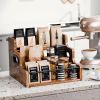 Modern Farmhouse Bar Cabinet with Wine Rack, Multi Tier Storage Organizer for Wine Bottles, Liquor, Coffee Syrups and Kitchen Supplies