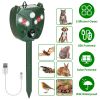 Outdoor Solar-Powered Ultrasonic Deterrent Device, 5 Functional Modes with Ultrasonic, Alarm Tone and Strobe Light, 120Â° PIR Sensor