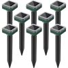 8 Pack Solar Ultrasonic Animal Repeller, IP44 Waterproof Mole Repellent with Ground Spikes, Solar Powered Pest Control Device for Yard, Garden