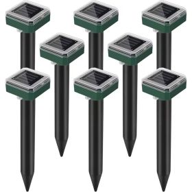 8 Pack Solar Ultrasonic Animal Repeller, IP44 Waterproof Mole Repellent with Ground Spikes, Solar Powered Pest Control Device for Yard, Garden