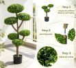 2-Pack Realistic Topiary Trees Set with 6 Balls Each Indoor Outdoor Decorative Plant Features Realistic Trunk And Weighted Cement Base