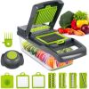 Vegetable Chopper Dicer with Container | Cheese Grater Mandoline Slicer Cabbage Shredder French Fry Cutter Stainless Steel for Veggie Onion Potato Fru