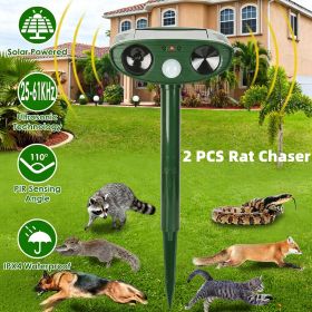 Weather-Resistant Solar-Charged Ultrasonic Deterrent, Motion-Activated PIR Sensor, 1033 Sq.ft Coverage Range, Stake-Mount Device for Garden