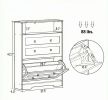 White Shoe Cabinet with 2 Flip Drawers Narrow Shoe Storage Organizer for Entryway