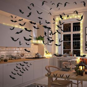 Halloween Party Supplies & Decorations 140Pcs Realistic PVC 3D Black Scary Bat Wall Stickers for Creepy Home & Indoor Decor DIY Wall Decal Bathroom De