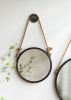 19.5" in Handsome Cleveland Mirror with Rope Strap Contemporary Design Circle Mirror with Round Metal Frame for Wall Decor Bathroom, Entryway