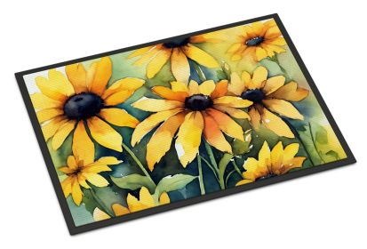 Maryland Black-Eyed Susans in Watercolor Doormat Front Door Mat Indoor Outdoor Rugs for Entryway, Non Slip Washable Low Pile, 24H X 36W