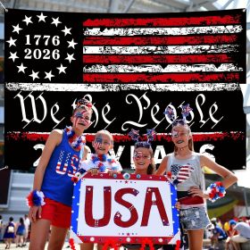 Probsin Large 250 Anniversary USA Backdrop 60" x 90" 250 Years America Flag 1776-2026 We The People Patriotic Poster Hanging Supplies Wall Decor Bulle