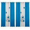 6 Piece Heavyweight Window Curtain Set, Light Filtering Privacy Drapes with Grommet Top, US Designer Blue Floral Botanical Print