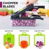 Vegetable Chopper Dicer with Container | Cheese Grater Mandoline Slicer Cabbage Shredder French Fry Cutter Stainless Steel for Veggie Onion Potato Fru