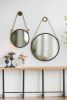 19.5" in Handsome Cleveland Mirror with Rope Strap Contemporary Design Circle Mirror with Round Metal Frame for Wall Decor Bathroom, Entryway