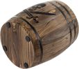 Rustic Burnt Wood Pirates Rum Cask Style Kitchen Utensil Crock, Vintage French Wine Barrel Cooking Tools Holder with Skull and Cutlass Sword Design
