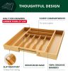 Luxury Bamboo Kitchen Drawer Organizer - Silverware Organizer, Utensil Holder Cutlery Tray Drawer Dividers for Flatware (9 Slot, Natural)