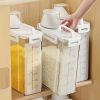 4 Pack 5LB Rice Storage Containers, Airtight Clear Plastic Food Storage Bins with Pouring Spout and Measuring Cup, Grain Dispenser for Rice, Flour