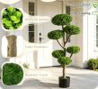 2-Pack Realistic Topiary Trees Set with 6 Balls Each Indoor Outdoor Decorative Plant Features Realistic Trunk And Weighted Cement Base