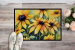 Maryland Black-Eyed Susans in Watercolor Doormat Front Door Mat Indoor Outdoor Rugs for Entryway, Non Slip Washable Low Pile, 24H X 36W