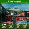 Weather-Resistant Solar-Charged Ultrasonic Deterrent, Motion-Activated PIR Sensor, 1033 Sq.ft Coverage Range, Stake-Mount Device for Garden