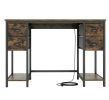 48 Inch Computer Desk with Power Outlet Home Office Desk with 4 Fabric Drawers for Storage Workstation with CPU Holder