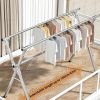 Foldable Metal Clothes Drying Rack Adjustable 3-Tier with 20 Hooks Space Saving Laundry Hanger for Indoor Outdoor Use Blanket Quilt Bedding Garment St