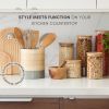 Handcrafted Bamboo Kitchen Utensil Organizer, Modern Countertop Holder, Large Capacity