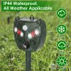 Outdoor Solar-Powered Ultrasonic Deterrent Device, 5 Functional Modes with Ultrasonic, Alarm Tone and Strobe Light, 120Â° PIR Sensor