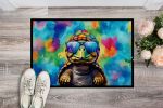 NEW Hippie Animal Tortoise Turtle Doormat Front Door Mat Indoor Outdoor Rugs for Entryway, Non Slip Washable Low Pile, 18H X 27W