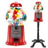15 Inch Commercial Red Big Gumball Machine With Stand Key-Operated Uncharged Candy Dispenser Machine Bubble Gum Machine Coin Operated Metal Candy Mach