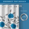 6 Piece Heavyweight Window Curtain Set, Light Filtering Privacy Drapes with Grommet Top, US Designer Blue Floral Botanical Print
