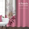 6 Piece Heavyweight Window Curtain Set, Light Filtering Privacy Drapes with Grommet Top, US Designer Pink Floral Rose Print