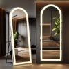 3 Color Lighting Mirror with LED Lights, 64"x21" Lighted Floor Standing Mirror with Stand, Wall Mounted Hanging