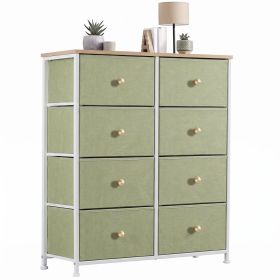 8-Drawer Fabric Dresser with Solid Wood Top, Tall Storage Chest for Bedroom, Living Room, Or Entryway, Ideal As a Tower Cabinet, Hallway Organizer (Color: light green)