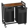 Laundry Hamper with 3 Pull-Out Removable Laundry Bags Clothing Sorter with Shelf and Wheels(Adjustable feet)3 x 8.6 Gallons (32.5 Liters)