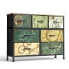 Dresser, Bedside table with a movable fabric box, sturdy steel-framed wooden top organizer furniture