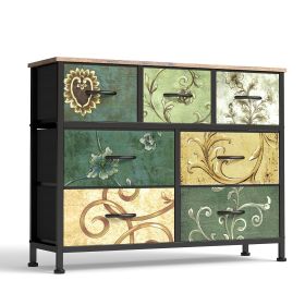 Dresser, Bedside table with a movable fabric box, sturdy steel-framed wooden top organizer furniture (size: 7BC)