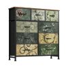Dresser, Bedside table with a movable fabric box, sturdy steel-framed wooden top organizer furniture
