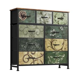 Dresser, Bedside table with a movable fabric box, sturdy steel-framed wooden top organizer furniture (size: 9BC)
