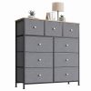9-Drawer Fabric Dresser with Solid Wood Top, Tall Storage Chest for Bedroom, Living Room, Or Entryway, Ideal As a Tower Cabinet, Hallway Organizer