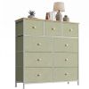 9-Drawer Fabric Dresser with Solid Wood Top, Tall Storage Chest for Bedroom, Living Room, Or Entryway, Ideal As a Tower Cabinet, Hallway Organizer