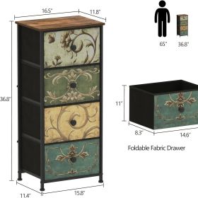 Dresser, Bedside table with a movable fabric box, sturdy steel-framed wooden top organizer furniture (size: 4BC)