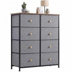 8-Drawer Fabric Dresser with Solid Wood Top, Tall Storage Chest for Bedroom, Living Room, Or Entryway, Ideal As a Tower Cabinet, Hallway Organizer (Color: Blue)