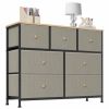 7-Drawer Fabric Dresser with Solid Wood Top, Tall Storage Chest for Bedroom, Living Room, Or Entryway, Ideal As a Tower Cabinet, Hallway Organizer