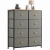 8-Drawer Fabric Dresser with Solid Wood Top, Tall Storage Chest for Bedroom, Living Room, Or Entryway, Ideal As a Tower Cabinet, Hallway Organizer