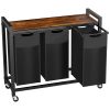 Laundry Hamper with 3 Pull-Out Removable Laundry Bags Clothing Sorter with Shelf and Wheels(Adjustable feet)3 x 8.6 Gallons (32.5 Liters)