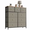 9-Drawer Fabric Dresser with Solid Wood Top, Tall Storage Chest for Bedroom, Living Room, Or Entryway, Ideal As a Tower Cabinet, Hallway Organizer